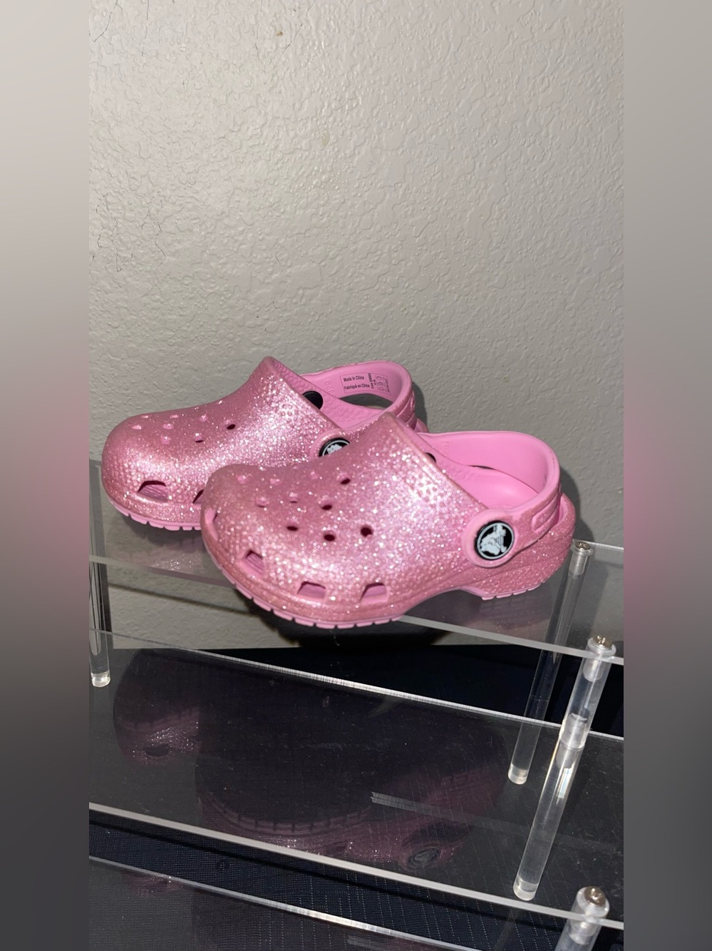 Crocs Glitter Pink Clog Size C6